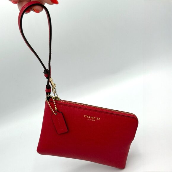 NWOT Coach Small Leather Wristlet - Pink Scarlet - Picture 7 of 13